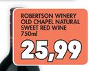 Robertson Winery Old Chapel Natural Sweet Red Wine-750ml