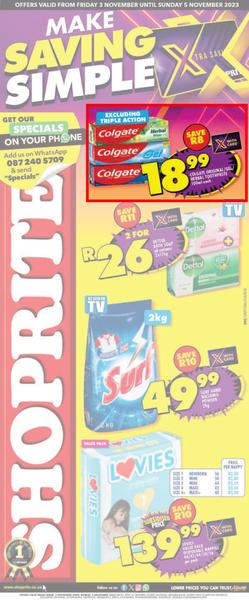 Shoprite Gauteng, Mpumalanga, North West & Limpopo : Make Saving Simple! (3 November - 5 November 2023), page 1