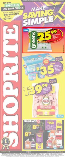 Shoprite Gauteng, Mpumalanga, North West & Limpopo : Xtra Savings (3 November - 5 November 2023), page 1