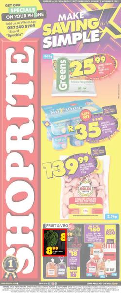 Shoprite Gauteng, Mpumalanga, North West & Limpopo : Xtra Savings (3 November - 5 November 2023), page 1