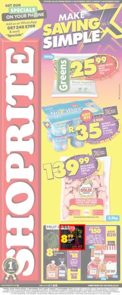 Shoprite Gauteng, Mpumalanga, North West & Limpopo : Xtra Savings (3 November - 5 November 2023), page 1