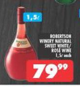 Robertson Winery Natural Sweet White/Rose Wine-1.5L Each
