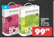 Namaqua Wine All Variants-3L Box Each