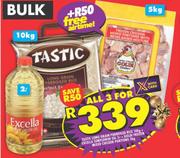 Tastic Long Grain Parboiled Rice 10Kg+Excella Sunflower Oil 2L-All 3 For