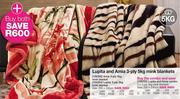 Lupita & Amia Combo 2 x 3-Ply 5Kg Mink Blankets Queen Size: 200 x 240cm (Cash)