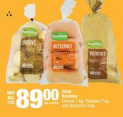 Spar Freshline Onions 1Kg, Potatoes 2Kg & Butternut 3Kg-For All