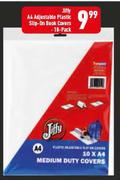 Jiffy A4 Adjustable Plastic Slip-On Book Cover 10 Pack