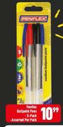 Penflex Ballpoint Pens 5-Pack Assorted