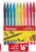 School Flurescent Ballpoint 16-Pack Pens 