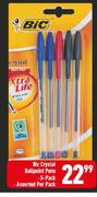 BIC Crystal Ballpoint Pens 5-Pack Assorted-Per Pack