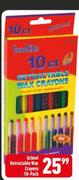School Retractable Wax Crayons 10-Pack