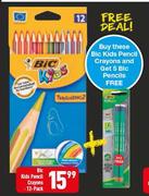 BIC Kids Pencil Crayons 12-Pack With Free 5 Bic Pencils