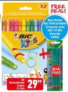 BIC Retractable Crayons 12-Pack With Free 10 Bic Pencils