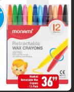 Monami Retractable Wax Crayons 12-Pack