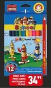 School Jumbo Pencil Crayons With Sharpener 12-Pack