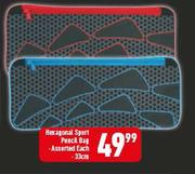 33cm Hexagonal Sport Pencil Bag Assorted-Each