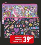 Doodle Mix Pencil Bag Assorted-Each