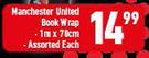 Manchester United Book Wrap 1m x 70cm Assorted-Each