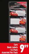 Cars Book Labels 16 Pack Assorted-Per Pack