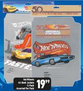 Hot Wheels A4 Book Jackets 5 Pack Assorted-Per Pack