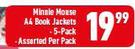 Minnie Mouse A4 Book Jackets 5 Pack Assorted-Per Pack