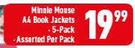 Minnie Mouse A4 Book Jackets 5 Pack Assorted-Per Pack