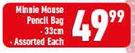 Minnie Mouse Pencil Bag 33cm Assorted-Each
