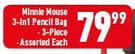 Minnie Mouse 3-In-1 3 Piece Pencil Bag Assorted-Each