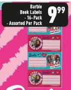 Barbie Book Labels 16 Pack Assorted-Per Pack