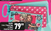 Barbie 3-In-1 3 Piece Pencil Bag Assorted-Each