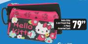 Hello Kitty 3 In 1 Pencil Bag 3 Piece Assorted-Each