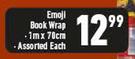 Emoji Book Wrap 1m x 70cm Assorted-Each