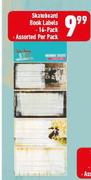Skateboard Book Labels 16 Pack Assorted-Per Pack