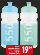 Sport Squeeze Bottle 500ml Assorted-Each