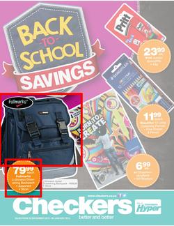 Checkers Nationwide : Back To School Specials ( 30 Dec - 26 Jan 2014 ), page 1