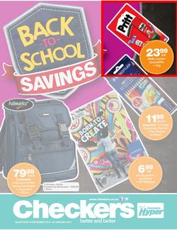 Checkers Nationwide : Back To School Specials ( 30 Dec - 26 Jan 2014 ), page 1