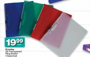 Croxley 2D Transparent Ring Binder Assorted Each