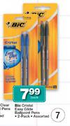 BIC Crystal Easy Glide Ballpoint Pens Assorted-2-Pack