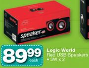 Logic world Red USB Speakers-Each