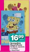 SpongeBob SquarePants A4 Book Jackets 5-Pack Assorted-Per Pack