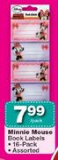 Minnie Mouse Book Labels 16-Pack Assorted-Per Pack