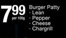 Homeburger Burger Patty Lean/Peppeer/Cheese/Chargrill-Per 100g