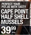 Cape Point Half Shell Mussels-400g