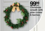 Christmas Wreath With Pine Cones & Berries-Each