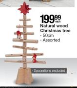 Natural Wood Christmas Tree 50cm Assorted-Each