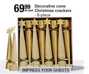 Decorative Cone Christmas Crackers-8 Piece Per Pack
