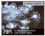 24 Battery Operated LED Flower Shaped Lights-Per Pack