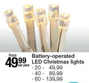 Battery Operated LED Christmas Lights-40 Per Pack