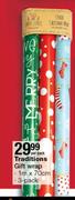 Traditions Gift Wrap 1m x 70cm-3xPer Pack 