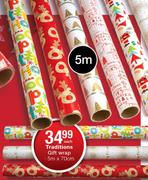 Traditions Gift Wrap 5m x 70cm-Each